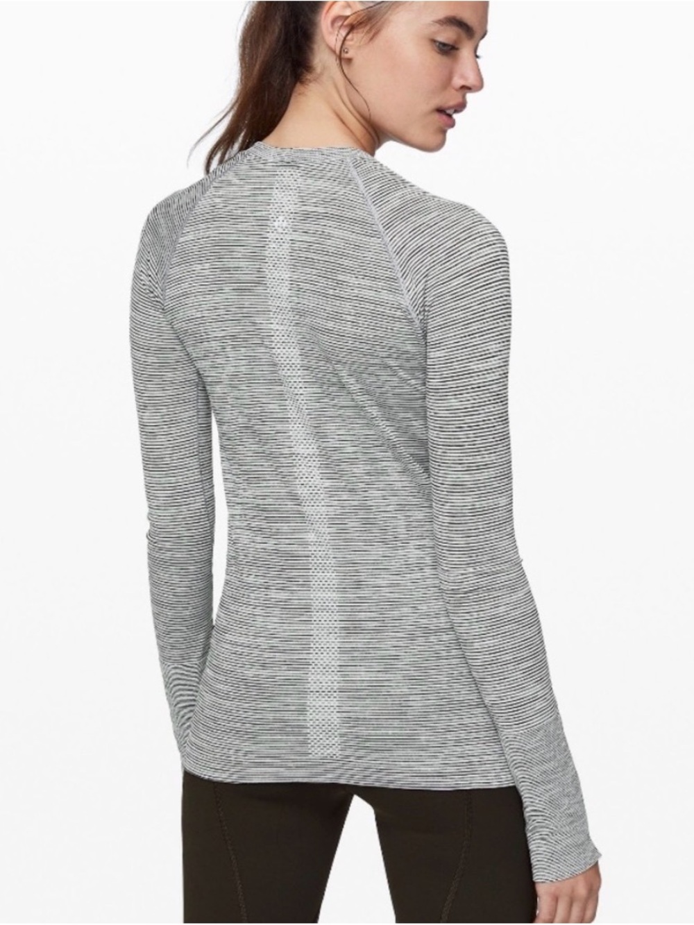 lululemon athletica Striped Seamless Long Sleeve Top - Gray/White